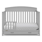 Graco Benton 5-in-1 Convertible Crib with Drawer (Pebble Gray) -Converts from Baby Crib to Toddler Bed, Daybed and Full-Size Bed,Fits Standard Full-Size Crib Mattress, Adjustable Mattress Support Base