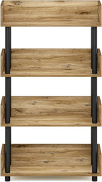 Furinno Turn-N-Tube 4-Tier Toolless Display Rack, Flagstaff Oak/Black