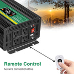 JIGUUN Power Inverter 2000 Watt, DC 12V to AC 120V Pure Sine Wave Inverter with LCD Display, 4 AC Outlets&USB Output, Power Converter with Remote Control for RV Emergency Camping. (PRO2000W-12)