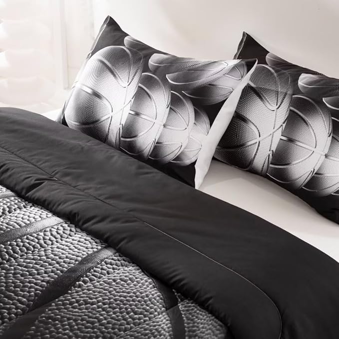 Basketball Comforter Set Full Size for Boys Kids Teens All Season Sports Theme Basketball Bedding Sets Teenage Bed Bedrooom Set 3 Pieces with Pillowcases,