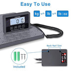THINKSCALE Shipping Scale, 440 lb x 1 oz Digital Postal Scale, Hold & Tare | Non-Slip Rubber Platform, Bright Backlit LCD, Package, Luggage, Mailing & Postage Scale, AC Adapter & Batteries Included