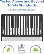 Delta Children Heartland 4-in-1 Convertible Crib, Black + Twinkle Galaxy Crib and Toddler Mattress (Bundle)