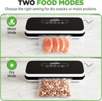 NutriChef Automatic Vacuum Air Sealing System for Food Preservation with Starter Kit, Compact Design, Lab Tested, Dry & Moist Food Modes with Led Indicator Lights, Black