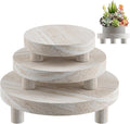 3 Pcs Wood Plant Stand Indoor Outdoor, Round Wood Riser for Decor 6/8/10" Wooden Stool Display Stand Flower Pot Holder Small Planter Tray Modern Potter Decorative for Desktop Counter Room