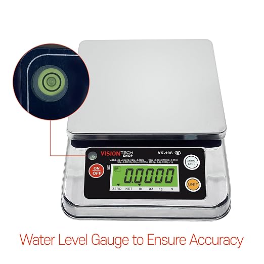 VisionTechShop VK-10S 0.1g Premium Food Kitchen Scale, Lb/Oz/Kg/g Switchable, Stainless Steel Plate Food Scale, Large LCD Display with Backlight, 12lb Capacity, 0.002lb Readability