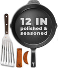 Polished Cast Iron Skillet 12 Inch | No PFAS I German-Engineered | Naturally Non-Stick Cast Iron Pan Set | Oven Safe Skillet | Cast Iron Cookware Set | 20-Year Refund I Steak Pan