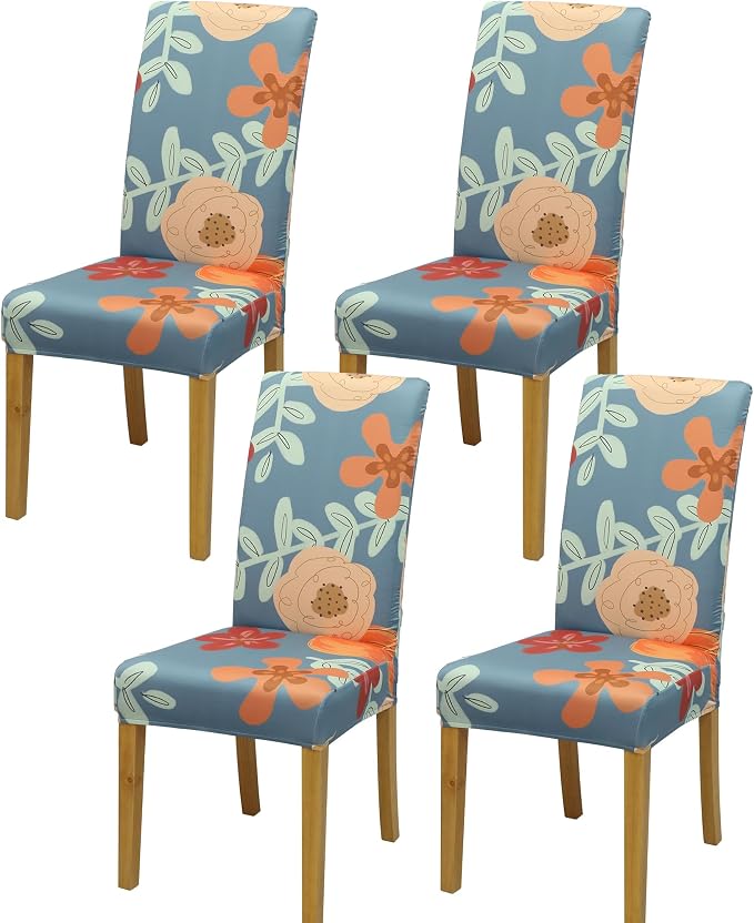 Dining Chair Covers, Stretch Seat Covers, Washable Furniture Protector | 4 Pack, Washable, Stretch Fit, Soft, Non Slip, Dining Chair Covers, Seat Protector, Furniture Cover,Easy Clean