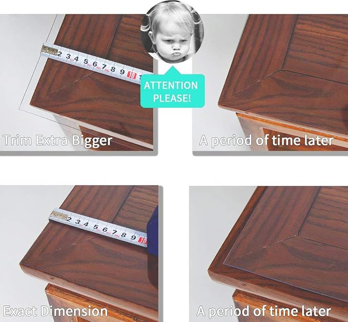 NECAUX Custom 48 x 75 Inch Frosted Table Cover Protector, 1.5mm Thick Wood Grain Transparent Table Pad Non-Slip Tablecloth Plastic Protective Pad for Dining Living Room Table Conference Table