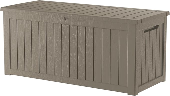 270 Gallon Outdoor Storage Box Patio Deck Box Waterproof, Resin Lockable Outside Large Storage Bin for Pool Cushion Furniture, Garden Tools UV-Resistant, Grey
