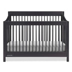 Delta Children Brooks 6-in-1 Convertible Crib, Midnight Grey + Simmons Kids Quiet Nights Breathable Crib Mattress with Removable/Machine Washable Cover (Bundle)