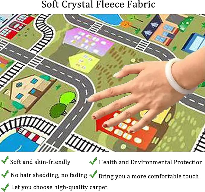 Kids Rug Play Mat for Toy Cars,City Life Road Traffic Educational Carpet,Have Fun Throw Rug,Non-Slip Nursery Rug for Boy and Girl Bedroom 80×120cm/31×47in