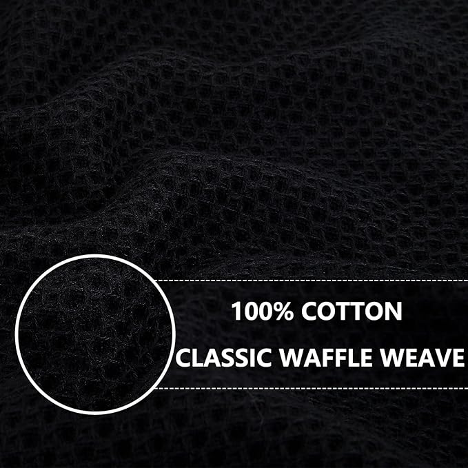 Homaxy 100% Cotton Waffle Weave Kitchen Dish Towels 24-Pack, Black | 13 x 28 Inches, Ultra Soft Absorbent Dish Towels, Quick Drying Cleaning Towels