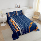 Feelyou Football Bedding Set Queen Size Rugby Sports Comforter Set for Kids Boys Girls Decor Soccer Ball Game Comforter Microfiber American Football Duvet Set Bedroom Quilt Set