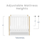 Delta Children Gio Mini Crib with 2.75" Mattress Included, Bianca White/Natural