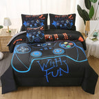 JQinHome Twin Gaming Comforter Sets for Boys,6 Piece Bed in A Bag 3D Video Game Bedding -All Season Soft Microfiber Gamer Bedding Sets for Kids, Pillowcase, Flat Sheet, Fitted Sheet,Cushion Cover