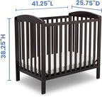 Delta Children Emery Mini Convertible Baby Crib with 2.75-inch Mattress, Dark Chocolate