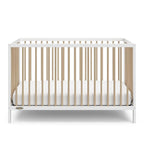 Graco Teddi 5-in-1 Convertible Crib (White with Driftwood) – GREENGUARD Gold Certified, Converts to Daybed, Toddler & Twin Bed with Headboard and Footboard, Adjustable Mattress Height