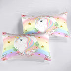 Kids Comforter Bedding Set 3 Piece Super Soft Breathable Print Kids Bedding Sets for Girls, Machine Washable Durable Comforter Set with Comforter, 2 Pillowcases Flowers Stars (Twin,Unicorn)