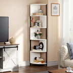 YITAHOME 6-Tier Corner Shelf, 68.8" Tall Modern Free Standing Zigzag Corner Bookshelf, 6 Shelf Display Corner Bookcase Open Small Book Shelves for Living Room, Home Office, Small Space, White