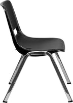 Flash Furniture HERCULES Series 661 lb. Capacity Black Ergonomic Shell Stack Chair with Chrome Frame and 16'' Seat Height
