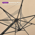 PURPLE LEAF 11' X 15' Rectangle Patio Umbrella Large Outdoor Aluminum Offset Umbrella with 360-degree Rotation Cantilever Umbrella for Garden Deck Backyard Pool Beige