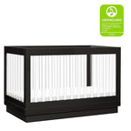 Babyletto Harlow Acrylic 3-in-1 Convertible Crib with Toddler Bed Conversion Kit in Black with Acrylic Slats, Greenguard Gold Certified