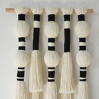 Macrame Wall Hanging Tassels Sphericity Cotton Textile Hanging Geometric Yarn Wall Art for Bedroom Living Room Decor 15.7" W x 39" L