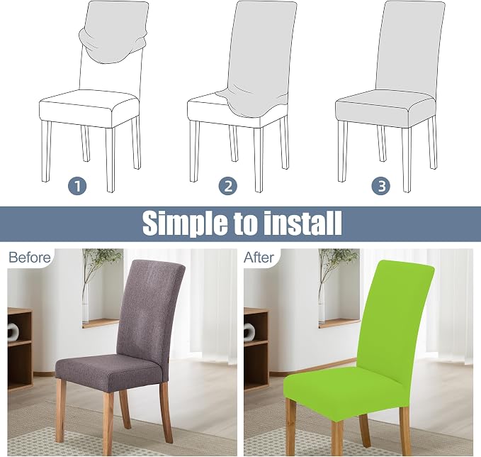 Dining Chair Covers, Stretch Seat Covers, Washable Furniture Protector | 4 Pack, Washable, Stretch Fit, Soft, Non Slip, Dining Chair Covers, Seat Protector, Furniture Cover,Easy Clean