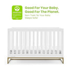 Delta Children Jade 4-in-1 Convertible Crib - Greenguard Gold Certified, Bianca White/Bronze