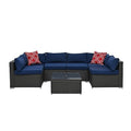 7 Piece Patio, Outdoor Furniture Sectional Sofa Rattan Wicker Conversation Set with Coffee Table and Water-resistant Cushion for Backyard Porch Balcony, B-Dark Gray d