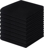 Homaxy 100% Cotton Waffle Weave Kitchen Dish Cloths 8-Pack, Black | 12 x 12 Inches, Ultra Soft Absorbent Dish Towels, Quick Drying Dish Rags with Hanging Loop