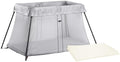 BABYBJORN Travel Crib Light - Silver + Fitted Sheet Bundle Pack