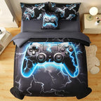 Game Console Twin Comforter Set with Sheets, Microfiber 6 Pcs Bed in A Bag Twin Size Gamer Bedding Set for Boys Kids Teens