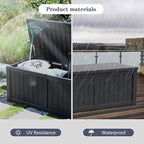 Modern-Depo 120 Gallon PP Deck Box Waterproof Outdoor Storage Box with Lockable Lid, Bench Organization Container for Patio Furniture Cushions, Garden Tools, Pool Supplies, Black