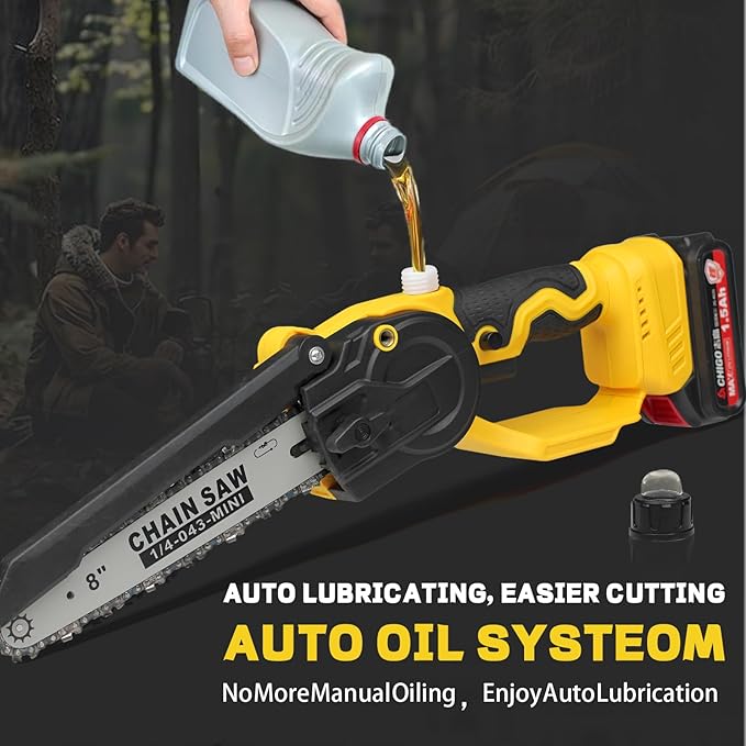 2-in-1 Cordless 8" Pole Saw & Mini Chainsaw Compatible with DeWALT 20V MAX Battery, Brushless 8 Inch & 6 Inch Telescoping Pole Chainsaw Combo Kit 15 Ft Max Reach for Tree Branches Pruning(Tool Only)