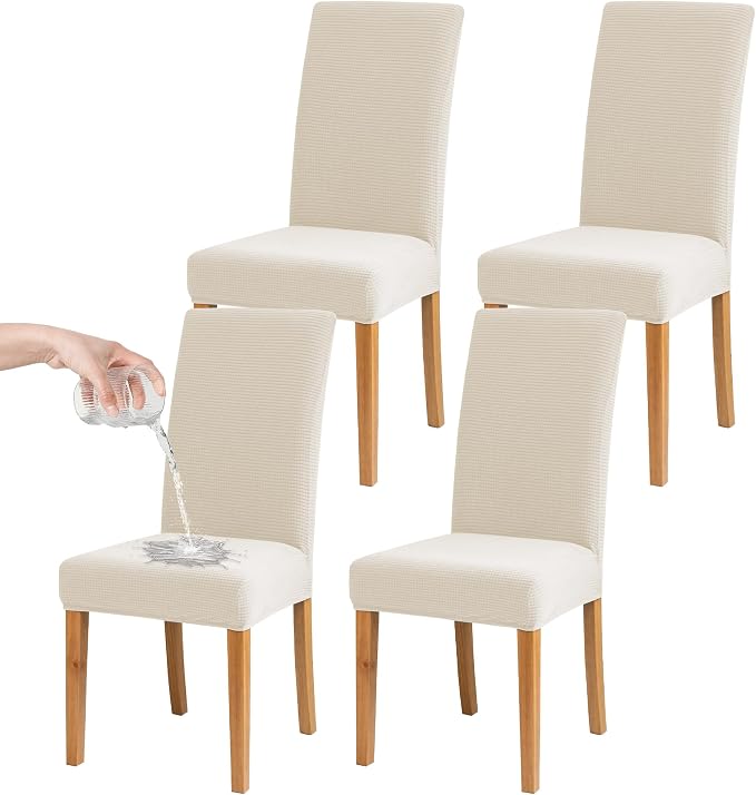 BIETYONE Waterproof Dining Chair Covers, Stretch Seat Protector, Washable | 4 Pack, Waterproof, Spill Resistant, Washable, Stretch Fit, Easy Clean Chair Protector
