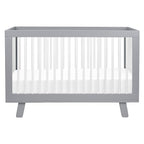 Babyletto Hudson 3-in-1 Convertible Crib with Toddler Bed Conversion Kit in Grey and White, Greenguard Gold Certified