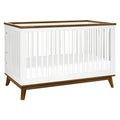 Babyletto Scoot 3-in-1 Convertible Crib with Toddler Bed Conversion Kit in White and Natural Walnut, Greenguard Gold Certified