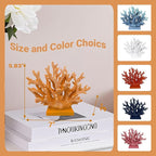 5.8" H Orange Coral Decor - Resin Coral Statue, Nautical Decor for Home, Bedroom, Bathroom, Living Room, Ocean Themed Cabinet Shelf Tabletop Decoration