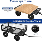 BILT HARD 880 lbs 10" Flat Free Tires Steel Garden Cart with 180° Rotating Handle and Removable Sides, Heavy Duty 4 Cu.Ft Capacity Utility Garden Carts and Wagons, Black