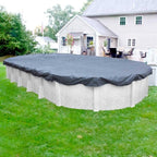 Robelle 18 x 33 ft Blue Winter Oval Pool Cover for Above Ground Pools, 3 ft Overlap (21 x 36 ft Cover Size), Solid 7 x 7 Scrim, 2.2 oz/yd2, 8-Year Warranty, Style: 461833