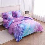 Full Size Bedding Sets Kids Bedding Sets for Girls,Galaxy Bedding 7pieces Glitter Pink Comforter Colorful Comforter Full Size Comforter Sets for Teen Girls(Twill Rainbow)