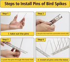KKY 48 Pack Bird Spikes-13 inch Anti-Bird Nails Repellent Metal Deterant Spinners for Pigeon and Other Small Birds 51.9 Feet