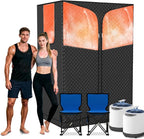 Portable Steam Sauna Box for Home, Infrared Sauna Tent with 3L Steam Generator, Remote Control, 9 Temperature Levels, 99 Minute Timer, Indoor 2 Person Sauna with Foldable Chair for Home Spa,Black