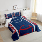 Feelyou Baseball Print Bedding Set Full Size Sports Game Comforter Set for Kids Boys Girls Decor Baseball Gaming Comforter Microfiber Ball Duvet Set Bedroom Quilt Set