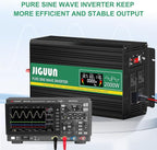 JIGUUN Power Inverter 2000 Watt, DC 12V to AC 120V Pure Sine Wave Inverter with LCD Display, 4 AC Outlets&USB Output, Power Converter with Remote Control for RV Emergency Camping. (PRO2000W-12)