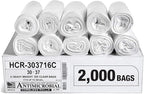 Aluf Plastics High Density Trash Bags, 30 Gallon, 2000 Count, 16 Micron (eq), 30" x 37", Clear, for Bathroom, Office, Industrial, Commercial, Janitorial, Municipal, Recycling