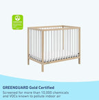 Graco Teddi 4-in-1 Convertible Mini Crib with Bonus Water-Resistant Mattress (Natural with White) – GREENGUARD Gold Certified, 2.75-Inch Mattress Included, Convenient Size, Easy 30-Minute Assembly