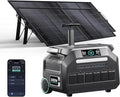 IEE P2400 Solar Powered Generator with 2x200W Solar Panel,2400W AC Outlet(Peak 5000W) 2048WH Lifepo4 Battery,1800W 1.2H Fast Charge Below 30DB 5-8MS EPS Switch Solar Power Station for Home Backup,RV.