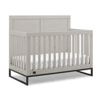 Simmons Kids Foundry 6-in-1 Convertible Baby Crib, Rustic Mist with Matte Black